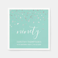 Mint Green Silver Confetti 90e fête d'anniversaire