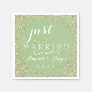 Serviette En Papier Mint Green White Gold Confeti Mariage vient de se 