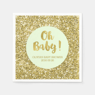 Serviette En Papier Mint Parties scintillant or Confetti Oh Baby Baby 