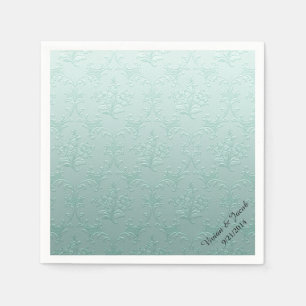 Serviette En Papier Mint Vert Damas personnalisé mariage serviettes