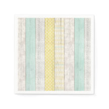 Mint & Yellow Boho Motif Géométrique Bois Rustique