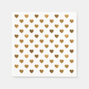 Serviette En Papier Minuscule Gold Glittered Hearts Motif Cocktail Nap