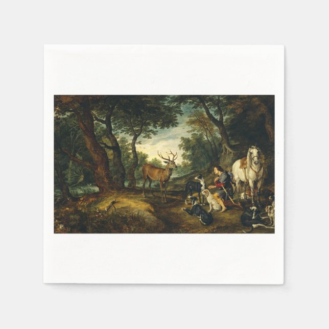 Serviette En Papier Miracle de Saint Hubert par Pierre Paul Rubens  (Devant)