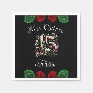 Serviette En Papier Mis Quince Ans 15 Quinceañera Rouge Blanc Vert