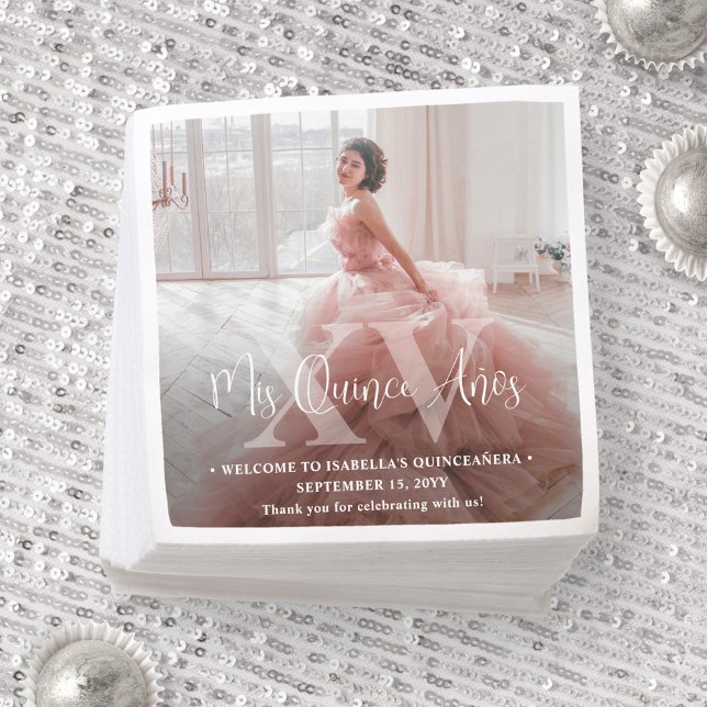Serviette En Papier Mis XV Años Quinceañera Photo Moderne 15e annivers (Créateur téléchargé)