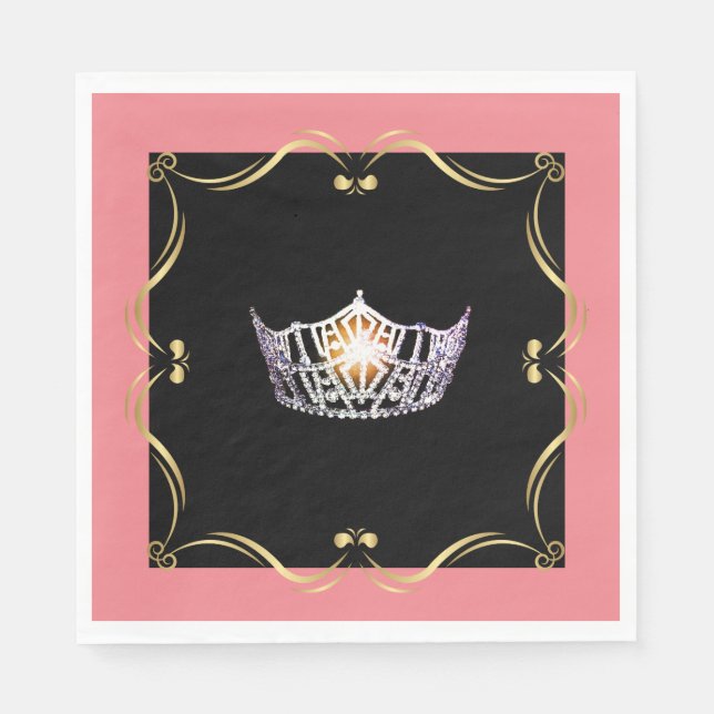 Serviette En Papier Miss America Argent Couronne papier Napkin (Devant)