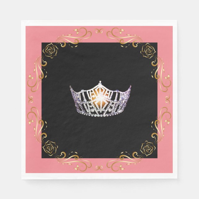 Serviette En Papier Miss America Argent Couronne papier Napkin (Devant)