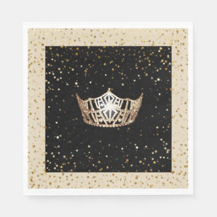Serviette En Papier Miss America Gold Crown Gold Stars Papier Napkin