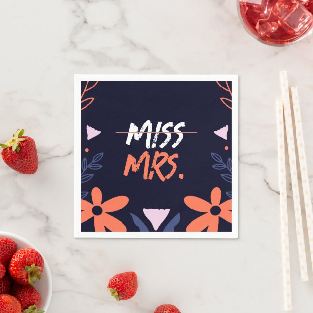 Serviette En Papier Miss To Mrs. Réception de Mariage (En situation)