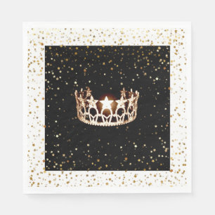 Serviette En Papier Miss USA Gold Crown Gold Stars Papier Napkin