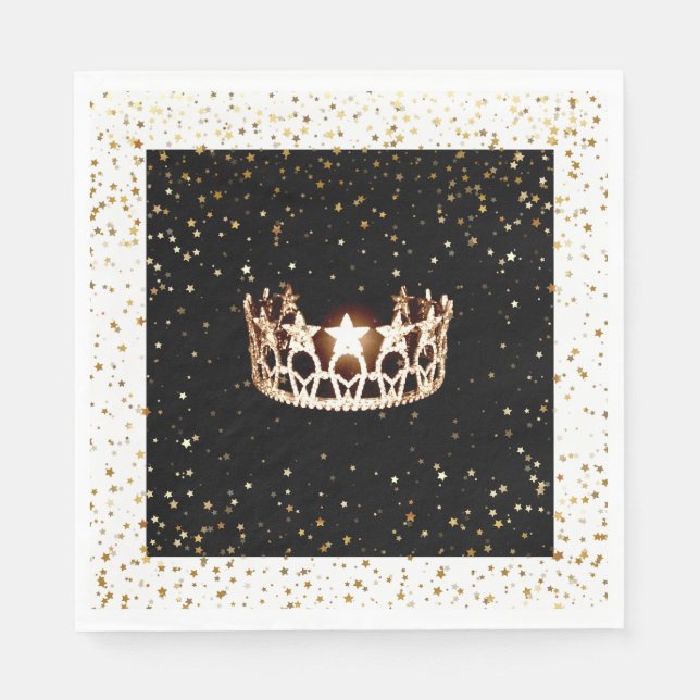 Serviette En Papier Miss USA Gold Crown Gold Stars Papier Napkin (Devant)