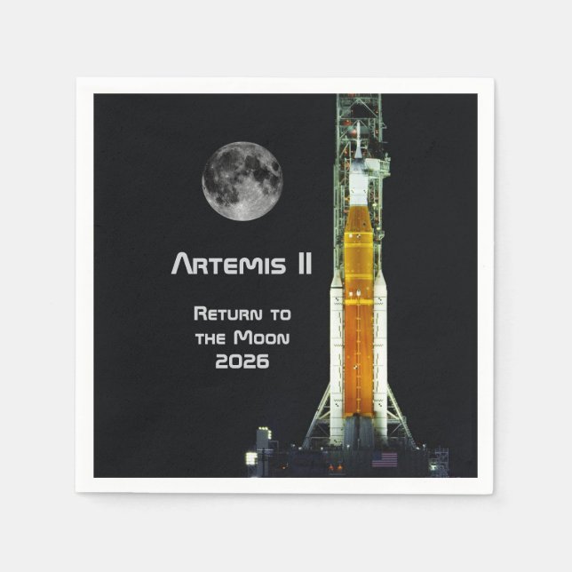 Serviette En Papier Mission Artemis II sur la Lune (Devant)