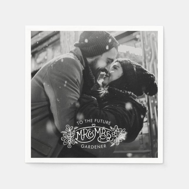 Serviette En Papier Mistletoe de la partie d'engagement ajouter votre  (Devant)