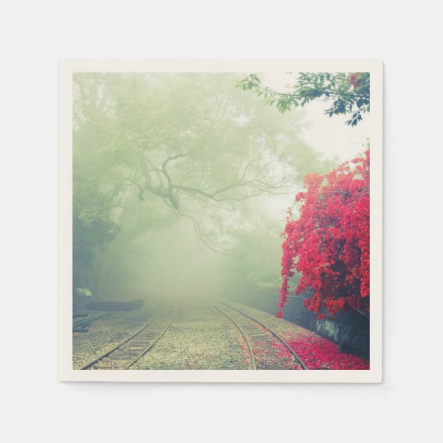 Serviette En Papier Misty Railroad Trails Pittoresque Photo Mariage (Devant)
