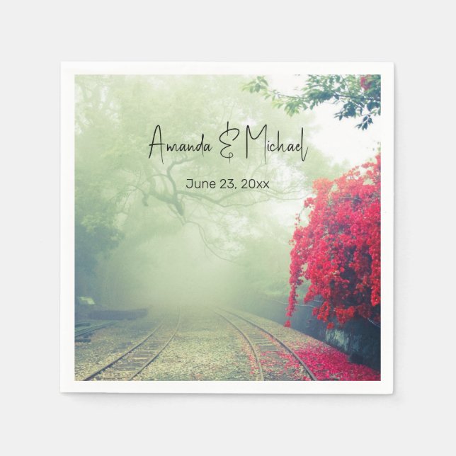 Serviette En Papier Misty Railroad Trails Pittoresque Photo Mariage (Devant)