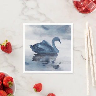 Serviette En Papier Misty Reflections   Dusty Blue Swan Lake Mariage
