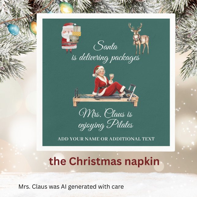 Serviette En Papier Mme Claus aime le Pilates Nom  (Créateur téléchargé)
