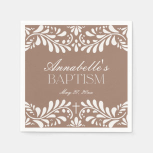 Serviette En Papier Mocha Brown Talavera Carrelage Fiesta Baptême