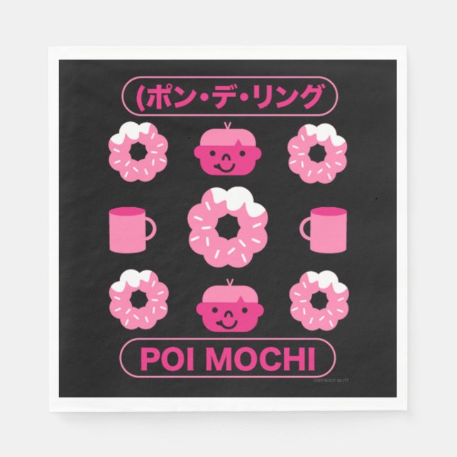 Serviette En Papier Mochi Donuts Poi Mochi Et Café (Devant)