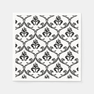 Serviette En Papier Modèle Damas Noir Et Blanc Plafond Serviettes Flor