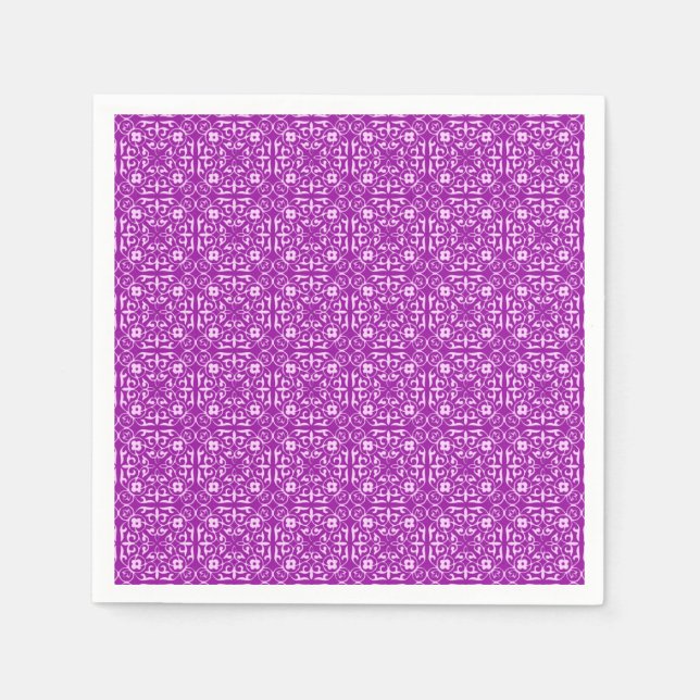 Serviette En Papier Modèle Damask médiéval, améthyste violet (Devant)