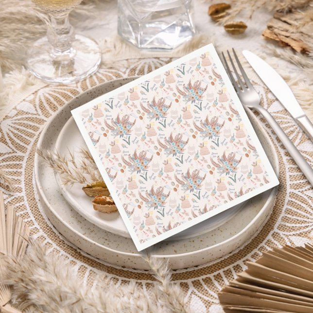 Serviette En Papier Modèle de Baby Shower Bohème Chic (Créateur téléchargé)