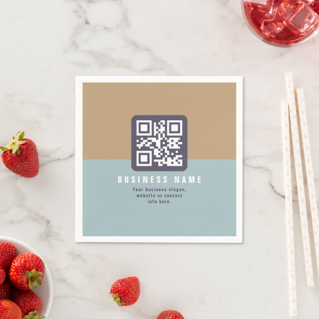 Serviette En Papier Modèle de code QR moderne éditable | Couleurs atté (En situation)