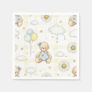 Serviette En Papier Modèle de jardin aux marguerites avec nounours (15