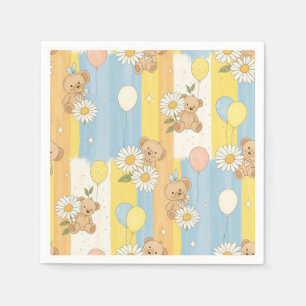 Serviette En Papier Modèle de jardin de marguerites Ourson (12)