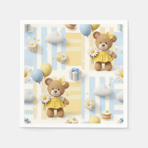 Serviette En Papier Modèle de jardin de marguerites Ourson (8)