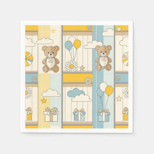 Serviette En Papier Modèle de jardin de marguerites Ourson (9)