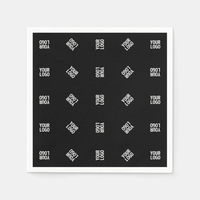 Serviette En Papier Modèle de logo moderne unique | Noir (Devant)