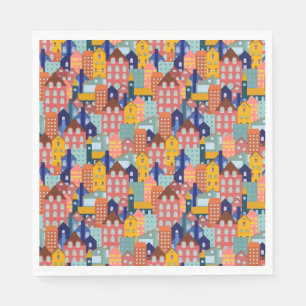 Serviette En Papier Modèle de maisons de ville de quartier