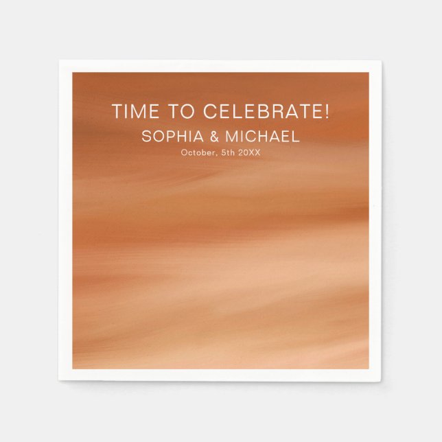 Serviette En Papier Modèle de mariage personnalisé Terracotta Automne  (Devant)