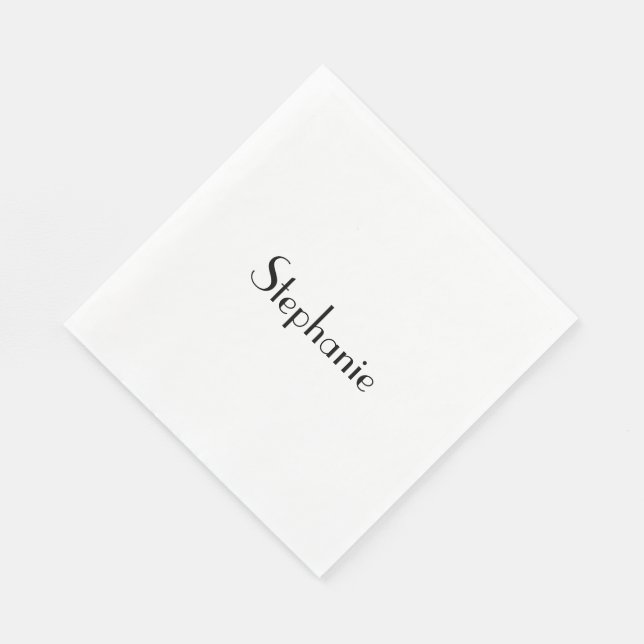 Serviette En Papier Modèle de monogramme de nom noir blanc personnalis (Coin)