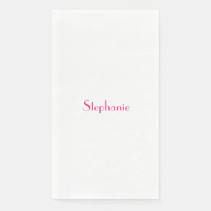 Serviette En Papier Modèle de monogramme de nom Rose Blanc Personnalis