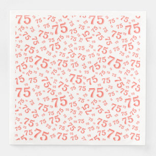 Serviette En Papier Modèle de nombres aléatoires corail/blanc pour 75