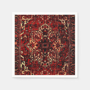 Serviette En Papier Modèle de tapis oriental en rouge foncé