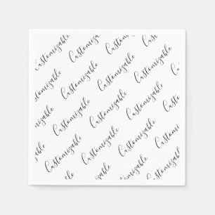 Serviette En Papier Modèle de texte de script moderne éditable   Noir 