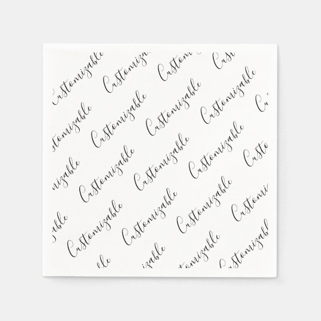 Serviette En Papier Modèle de texte de script moderne éditable | Noir  (Devant)