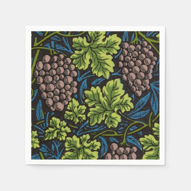 Serviette En Papier Modèle de vigne de raisin noir sans couture de Wil (Devant)