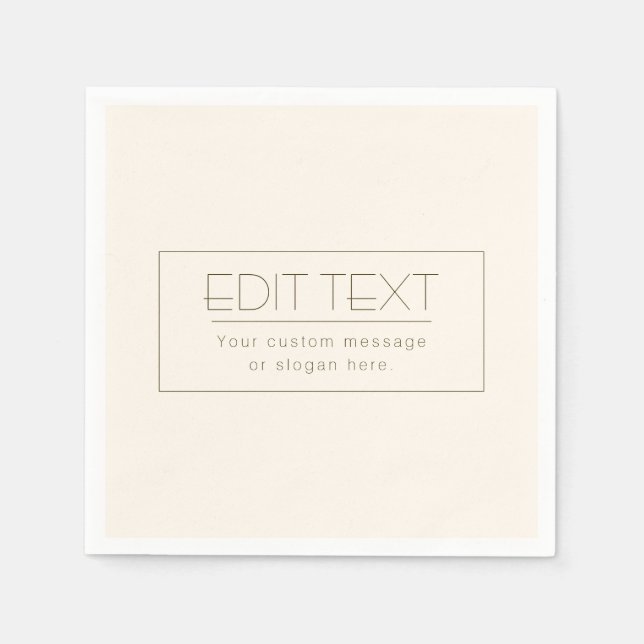 Serviette En Papier Modèle éditable élégant | Blanc cassé et marron fo (Devant)