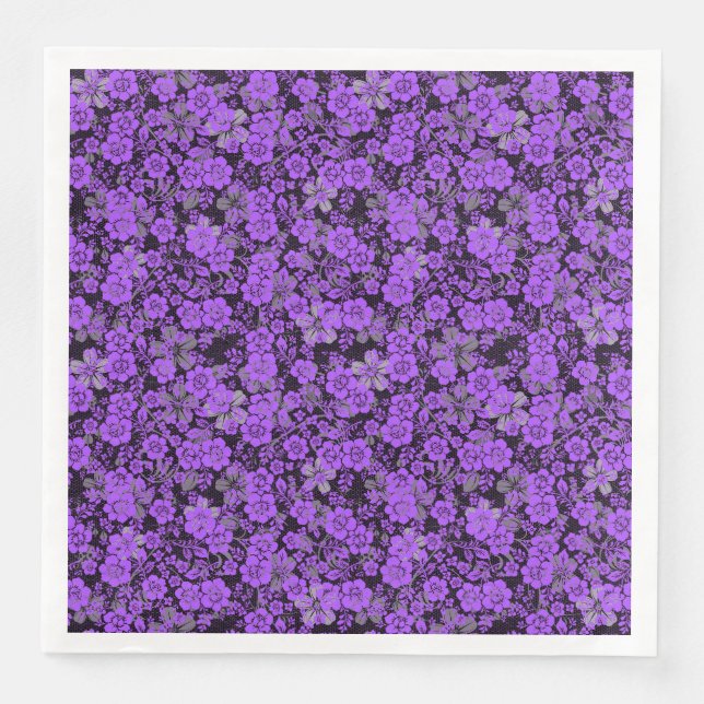 Serviette En Papier Modèle floral 15.Purple.b Black BG (Devant)