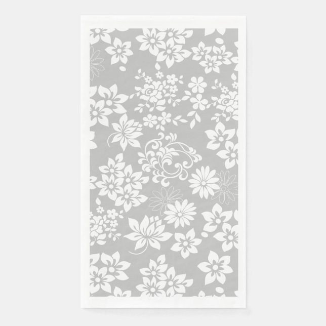 Serviette En Papier Modèle floral.b L Gris BG (Devant)
