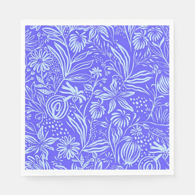 Serviette En Papier Modèle floral bleu-Lilac clair (Devant)