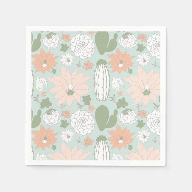 Serviette En Papier Modèle floral Cactus (Devant)
