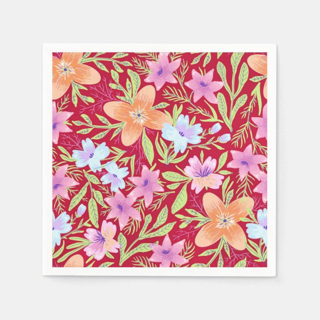 Serviette En Papier Modèle floral coloré (Devant)