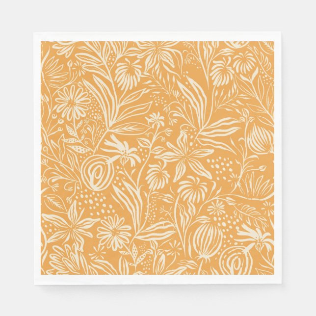 Serviette En Papier Modèle floral préféré en Jaune doré, (Devant)
