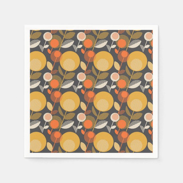 Serviette En Papier Modèle floral rétro classique (Devant)