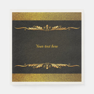 Serviette En Papier Modèle noir et or élégant, personnaliser,